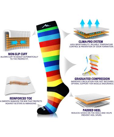 NEWZILL Rainbow Stripes Compression Socks 20-30 mmHg for Women & Men - Large-X-Large - Buy Online on SooperMarket.com