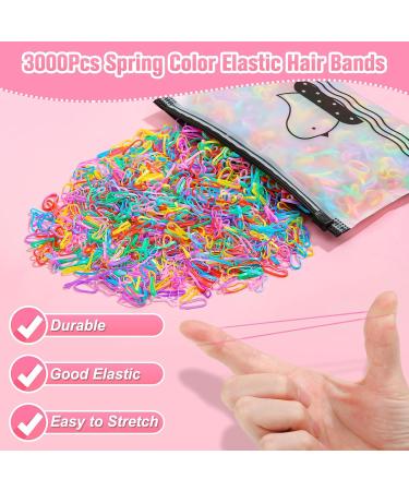 Buy 3028-Part Elastic Hair Strap Set - 3000 Mini Colorful Hair Ties with Organizer Box for Girls | Soft Rubber Hair Accessories - Buy Online on SooperMarket.com