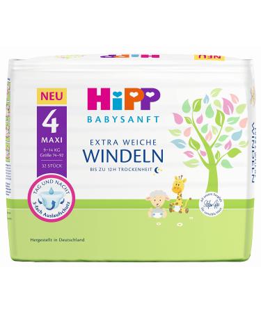 HiPP Babysanft diapers Maxi 4 Carry pack of 3 (3 x 1 x 32 pieces) Maxi 4 (96 pieces)