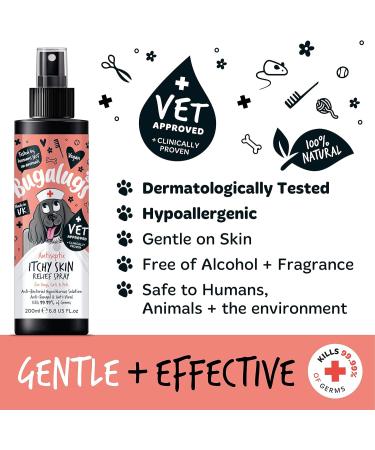 BUGALUGS itchy dog skin relief Antiseptic spray for dogs puppy cats & pets - Dog grooming Antibacterial Antifungal for dog itchy skin relief- use with our dog shampoo sensitive skin 200ml Spray - Buy Online on SooperMarket.com