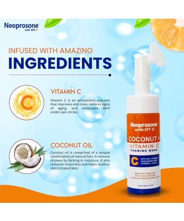 Neoprosone Skin Brightening Foaming Face Wash - 5 fl oz / 150 ml - Acne Face Wash Gentle Facial Cleanser for Oily Sensitive Normal Skin with Aloe Vera Coconut Oil - Buy Online on SooperMarket.com
