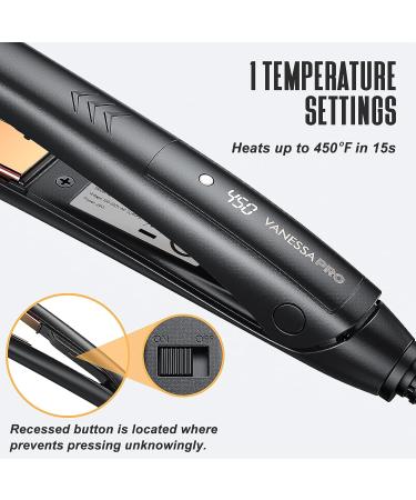 VANESSA PRO Mini Titanium Flat Iron - 0.7 inch | One Pass Sleek Look | Curls Beautifully & Straightens Well - Buy Online on SooperMarket.com