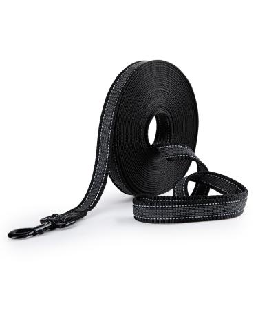Toozey Dog Training Lead 5m | 10m | 15m | 20m Adjustable Long Line Leash with Padded Handle and Storage Bag Non-Slip and Robust Recall Lead for Tracking Camping Play and Backyard - 10m Black 10m
