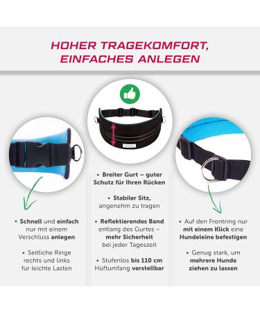 LASALINE Canicross Belt & Dog Trekking Belt - Adjustable Black & Light Blue for Hands-Free Dog Walking - Buy Online on SooperMarket.com