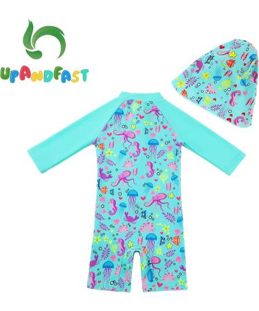 UPF 50+ Green Baby Girl One Piece Swimsuit Set with Sun Hat | 18-24 Months - Buy Online on SooperMarket.com