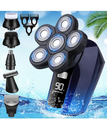 Head Shaver for Bald Men,6 in 1 Bald Head Shavers for Men Cordless,Waterproof Wet Dry 6 Head Mens Electric Shavers for Head Face Shaving,Rechargeable Electric Razor for Men,USB Mans Shaver Hair Razor 6 in 1 Head Shavers fo…