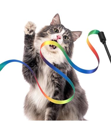 Amaxiu Cat Wand Toy Set Interactive Cat Wand Toy with Rainbow Ribbon String Rainbow Cloth String Leopard Print Cloth String for Small Cats Kittens Indoor Training Catcher(3 Packs) - Buy Online on SooperMarket.com