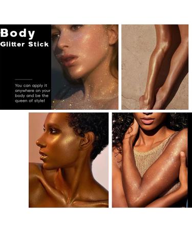 Body Glitter Shimmer Stick - Moisturizing Highlighter for Eye Lip & Face | Long Lasting Gold Illuminator for Concerts & Festivals - Buy Online on SooperMarket.com