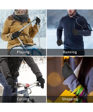 Cierto Winter Gloves - Unisex Cold Weather Stretchy Knit Thermal Touch Screen Gloves | Windproof Smart Phone Touchscreen Warm Gloves for Driving Running Cycling Hiking - Black - Buy Online on SooperMarket.com