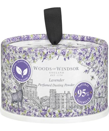 Woods of Windsor Lavender Perfumed Talcum Powder Floral Dusting Powder with Body Puff Scented Powder for Women to Help with Odor Control and Chafing Lavender Scent 100g