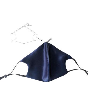 Hugs Living 100% Mulberry Silk Face Mask with Filter Pocket and Adjustable Ear Loops 4 Pieces Nose Wire and 1 Piece Filter are included (Navy Blue) - Buy Online on SooperMarket.com