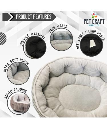 Pet Craft Supply Self-Warming Cat Bed for Indoor Cats - Machine Washable, Ultra Soft, Refillable Catnip Pouch - Grey - Buy Online on SooperMarket.com