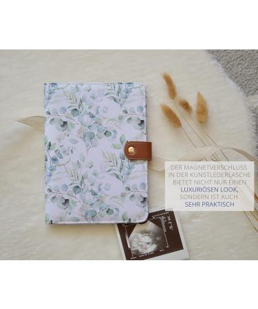Love My Baby Mother Pass Cover | Document Bag for German Mother Pass | U-Booklet Organizer with Magnetic Lock & 7 Subjects | Eucalyptus (White-Mint) - Buy Online on SooperMarket.com