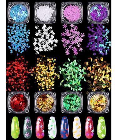 Ebanku 8 Boxes Christmas Nail Art Sequin Snowflakes Glitter | Holographic Christmas Nail Flakes & DIY Decorations - Buy Online on SooperMarket.com