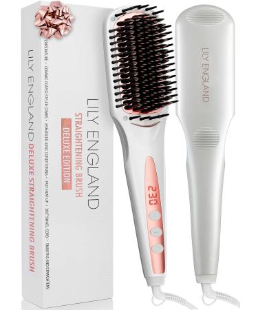 Ionic Hair Straightener Brush for Women Fast Heating Ceramic & Anti-Scald Design 80-230 C Adjustable Temperature - Hot Straightening Brush for Hair Styling by Lily England