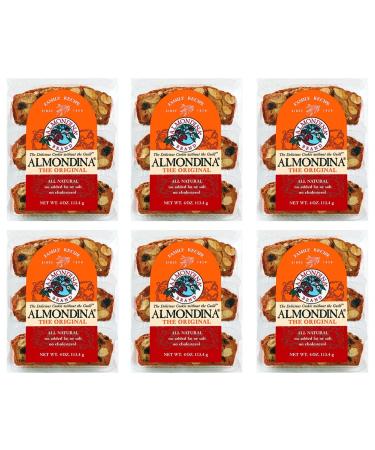 Almondina Almond Cookies, Original Flavor, Non-Dairy and Kosher Thin Cookies, Toasted with Natural Ingredients, Sweet and Crunchy Biscotti Snack, 4-Ounce Package (Pack of 6)
