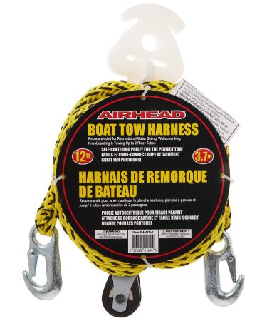 Airhead Self Centering Tow Harness for 1-2 Rider Towable Tubes, Water Skis and Wakeboards, 12-Feet