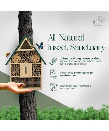 Pelle & Sol Eco-Friendly Bee House | Weather Resistant Hanging Bug Hotel for Bees, Butterflies & Insects | Bamboo Nesting Habitat for Kids | Garden Decor & Nature Gifts - Buy Online on SooperMarket.com