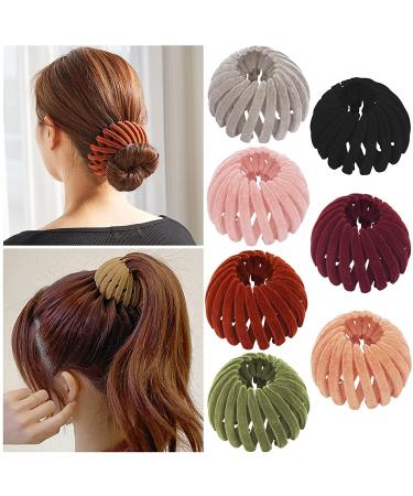 7pcs Lazy Bird's Nest Plate Hairpin Birds Nest Hair Clip Bun Maker Clips Expandable Ponytail Holder Hair Pin Velvet Bird Nest Shaped Hair Clips Fashion Hair Accessories for Women Girls