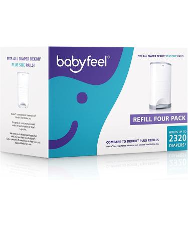 Babyfeel Refills for Dekor Plus Diaper Pails | 4 Pack | 30% Thicker | Odor Elimination | Fresh Powder Scent | Holds up to 2320 Diapers - Buy Online on SooperMarket.com
