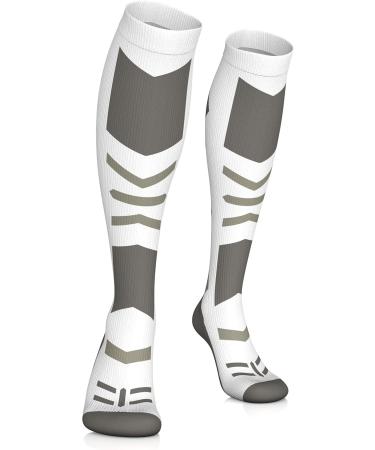 COMPREX Compression Stockings | Ultimate Ski Travel & Pregnancy Socks | Breathable Compression Socks (White/Gray Size 35-38) - Buy Online on SooperMarket.com
