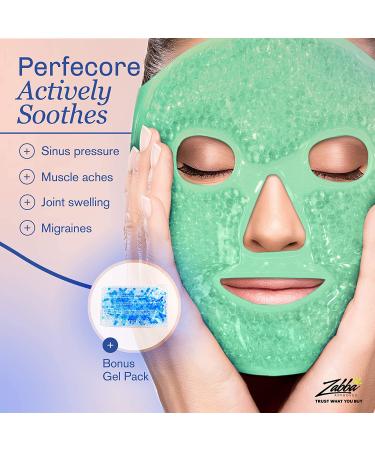 Perfecore Facial Mask for Puffy Eyes & Migraine Relief - Hot Cold Compress Pack for Sinus, Headaches, Spa Therapy - Gel Beads Mask for Sleeping, Travel - Green - Buy Online on SooperMarket.com