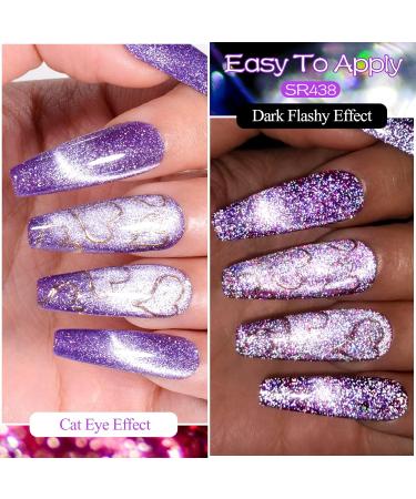 MEET ACROSS Reflective Glitter Cat Eye Gel Nail Polish Set - Magnetic UV Gel for Nail Art Salon & DIY - Buy Online on SooperMarket.com