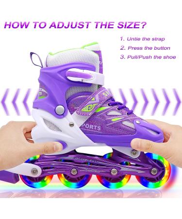 PETUOL Kids Adjustable Roller Skates | Full Light Up Wheels | Girls & Ladies Small Size (11J-1) - Buy Online on SooperMarket.com