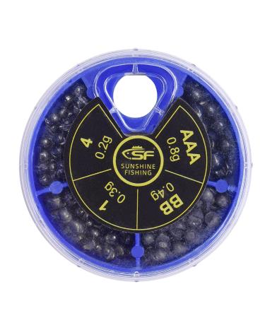 SF Micro Split Shot Lead Combo Removable Fly Fishing Lead Ice Fishing Pure Lead Sinkers Weights Fishing Tackle(112Pcs/4 Size/1 Box) Lead - Round 1 Pack