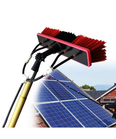 Water Fed Pole Kit 36ft Length Water Fed Brush w/Squeegee 11m Water Fed Cleaning System 3-in-1 Aluminum Outdoor Window Cleaner Hose Cleaning Tool for Window Glass Extendable Cleaner Conservatory 55cm Brush Head 7M/24FT