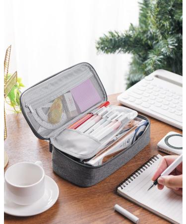 YOKUMA Pencil Case Large Capacity Pencil Pouch Aesthetic Zipper Pencil Box Back to School Supplies for College Student Teen Adults Travel Essentials Electronic Cable Organize Grey - Buy Online on SooperMarket.com