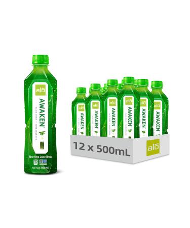 ALO Aloe Vera Juice Drink | AWAKEN - Aloe Vera + Wheatgrass | 16.9 fl oz, Pack of 12 | Plant Based Drink with Real Aloe Vera Pulp Awaken (Aloe Vera + Wheatgrass) 16.9 Fl Oz (Pack of 12)