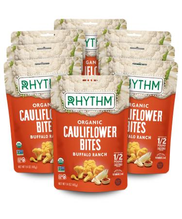 Rhythm Superfoods Organic Crunchy Cauliflower Bites Buffalo Ranch Flavor, Gluten Free, 1.4 Ounce (Pack of 8) Buffalo Ranch 1.4 Ounce (Pack of 8)
