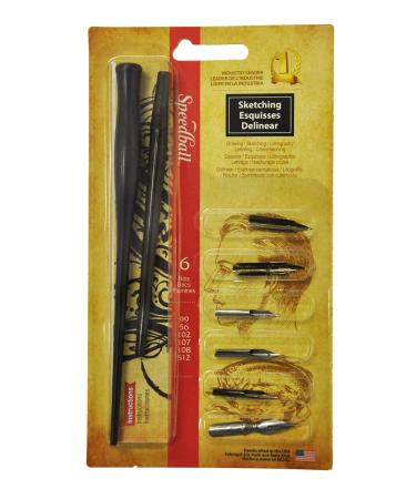 Speedball Sketching Pen Set - 2 Penholders w/ 6 Pen Tips Drawing Pen Sets SET