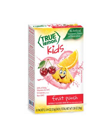 TRUE LEMON KIDS Fruit Punch (10 Packets) - Hydration for Kids - No Preservatives, No Artificial Flavors, No Artificial Sweeteners - Low Sugar Water Flavoring - Drink Mix for Kids - Kids Juice Powdered Drink Mix