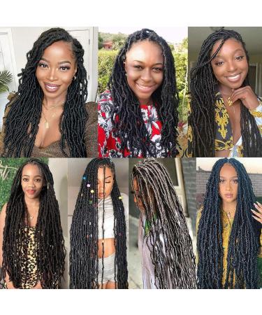 Youngther 24 Inch Faux Locs Crochet Hair 6-Pack - Pre-looped Synthetic Braiding Hair for Black Women (1B) - Buy Online on SooperMarket.com