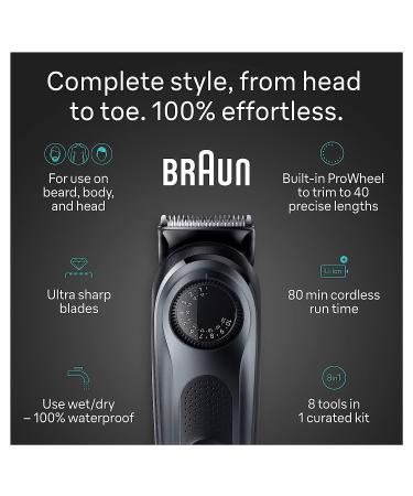 Braun Series 5 5470 All-in-One Style Kit: 8-in-1 Trimmer for Men - Beard, Body, Manscaping, Hair Clippers & More - Ultra-Sharp, 40 Length Settings, Waterproof - 6 Accessories - Buy Online on SooperMarket.com
