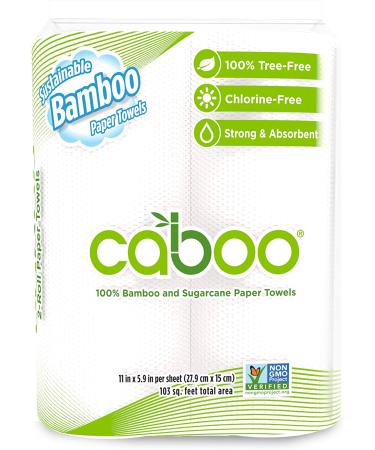 Caboo Bamboo Paper Towels - Eco-Friendly, 2-Ply, 2 Rolls, Biodegradable Kitchen Towels - Buy Online on SooperMarket.com
