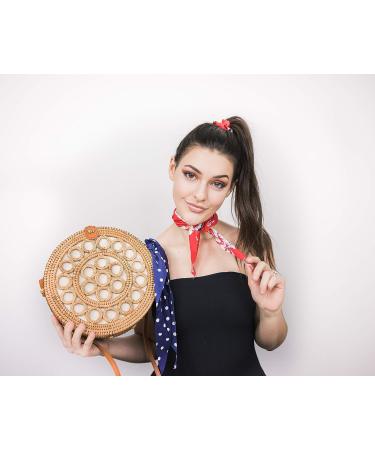 Satin and Chiffon Detachable Hair Scarf Scrunchies 10 Pcs - Ribbon Bowknot Ponytail Accessories for Women and Girls - Floral and Leopard Print - Buy Online on SooperMarket.com