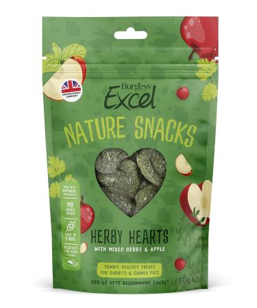 Burgess Excel Herby Hearts Treats For Rabbits and Guinea Pigs 60g Herby Hearts 60 g (Pack of 1)