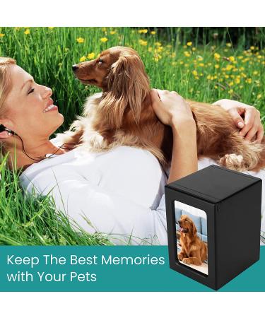 NEWDREAM Dog Urns for Ashes - Wood Keepsake Memorial Pet Ashes Photo Box in Black - Buy Online on SooperMarket.com