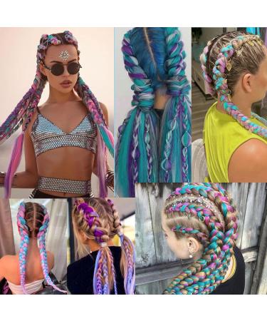 Tess Braids Extensions 60cm - Light Purple/Blue Jumbo Kanecalon 5 Pack | 100g Ombre Hair Braids for Box Braids - Buy Online on SooperMarket.com