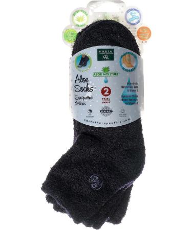 Earth Therapeutics Aloe Vera Socks - Aloe Vera & Vitamin E Infused For Dry Feet, Cracked Heels, Calluses - 2 Pairs Black/Black - Buy Online on SooperMarket.com