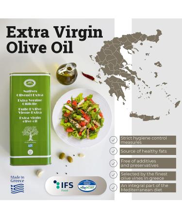 KORVEL Olive Oil - Premium Extra Virgin Olive Oil 5 liter - Fresh from the harvest - Cold pressed Olive oil 5l - Koroneiki Olives - Kalamata Region in Greece - Canister with spout - Buy Online on SooperMarket.com