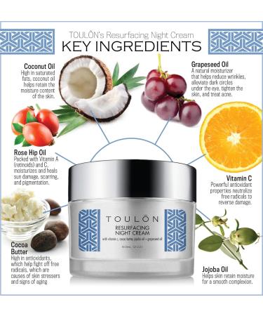 TOULON Night Face Cream for Women | Natural Moisturizer with Vitamin C Cocoa Butter & Grapeseed Oil | Anti-Aging Fine Lines Firm Neck & D collet | Best for Dry Skin - International Shipping Available - Buy Online on SooperMarket.com