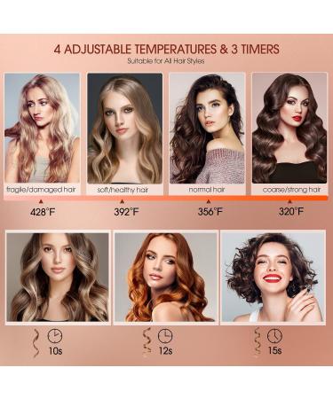 Automatic Curling Iron - Professional Hair Curler with 1 Large Slot 4 Temps 3 Timer Settings - Dual Voltage & Anti-Tangle for Perfect Curls - Buy Online on SooperMarket.com