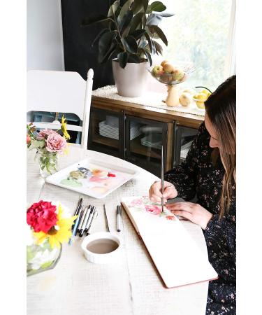 Linden Art Watercolor Journal - 140lb (300 GSM), 64 Cold Pressed Pages, 8.5x5.5 inches - Watercolor/Mixed Media Travel Journal with Brown PU Leather Cover - Buy Online on SooperMarket.com
