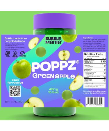POPPZ Green Apple Popping Boba Pearls for Bubble Tea - Fruit Juice Filled 450g Pack for Bubble Tea - Buy Online on SooperMarket.com