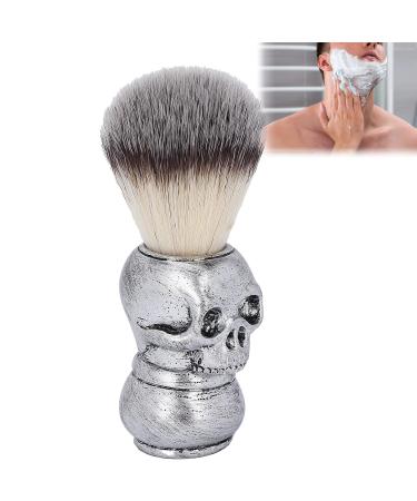Buy Men's Nylon Wool Shaving Brush | Skull Handle Razor Foam Brush | Ideal for Salon & Travel - Silver - Buy Online on SooperMarket.com