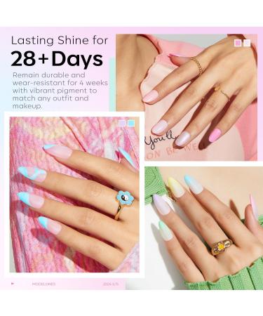 Modelones 32Pcs Pastel Gel Nail Polish Kit 28 Colors Macarons Summer Glitters Gel Polish with Glossy& Glitter& Matte Top Coat Base Coat Starter Kit Soak Off UV Nail Gel Nails Art Manicure Gifts Pastel Blue - Buy Online on SooperMarket.com